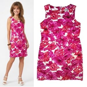 VTG 70s J.W. Treci Fuchsia Pink Floral Sleeveless Mini Shift Dress SZ 6 Petite